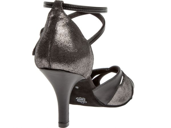 Der Materialmix schwarz Leder und platin Velour verleiht dem Tanzschuhe ein edles Aussehen.
